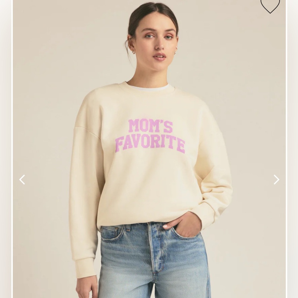 Favorite Daughter “Mom’s Favorite” cream and pink sweatshirt NWT size XL